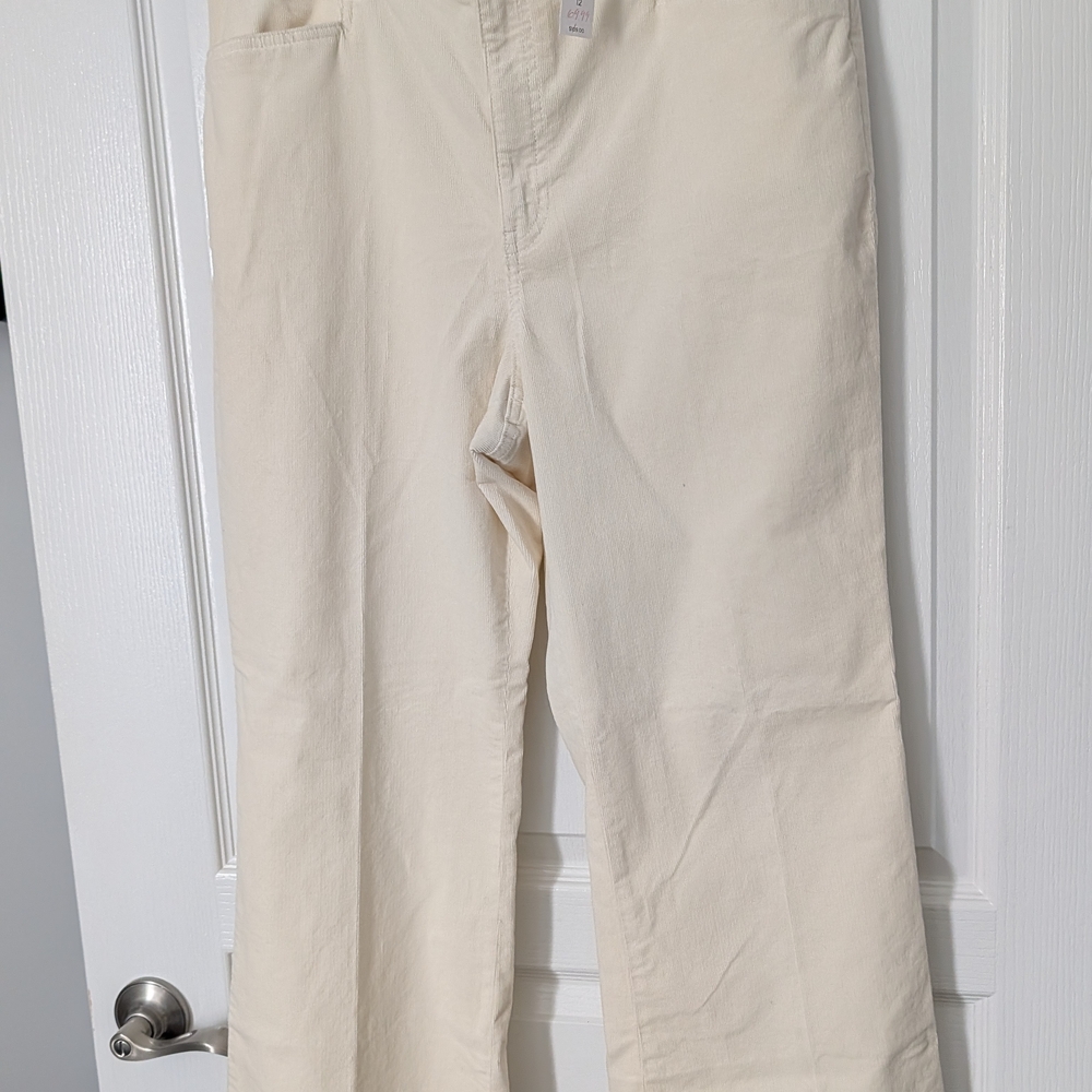 Talbots Women's Light Cream Cordoury Wide Leg Flare Jeans Size 12 NWT